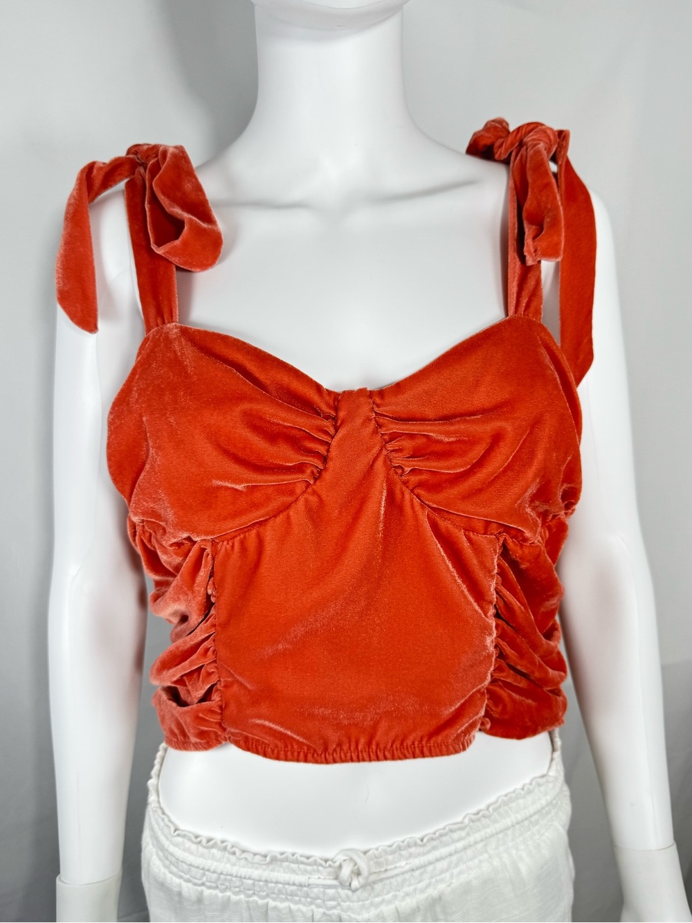 Anthropologie Forever That Girl Velvet Bustier Crop Top Tie Shoulder Medium